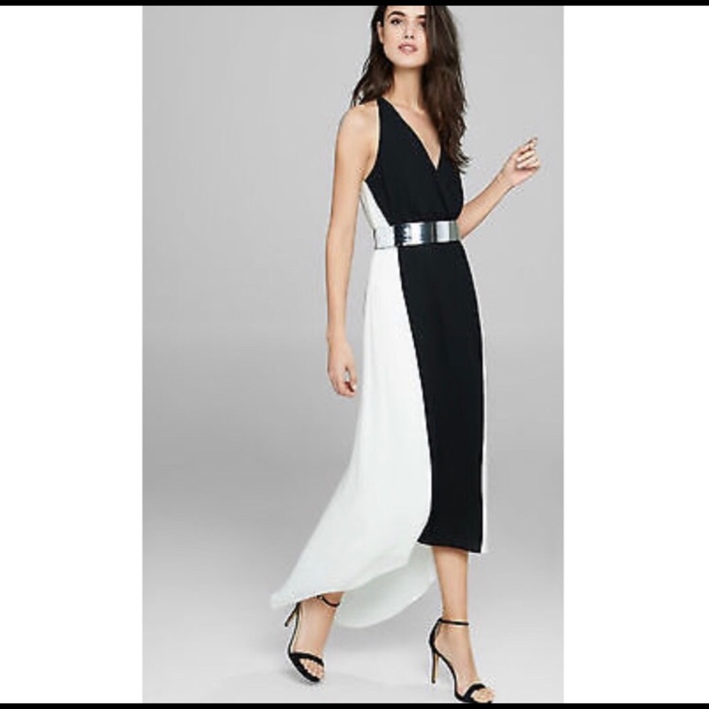 Express black & cream high-low maxi dress